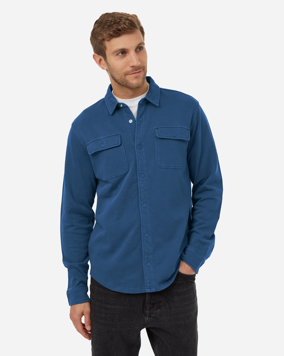 Tentree Men's French Terry Colville Shacket - Moonlit Ocean