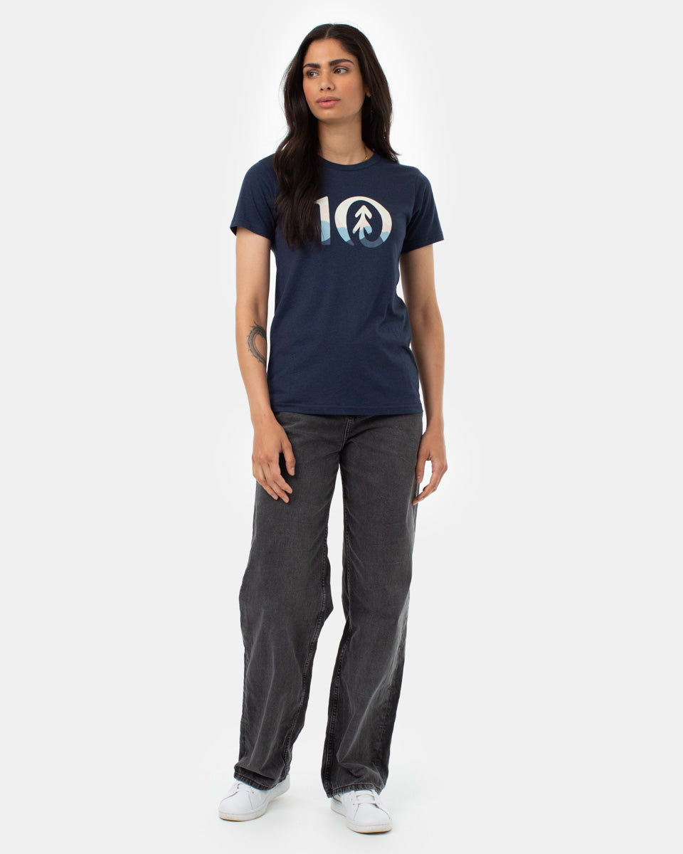 Tentree Women's Mountain Sunset Ten Logo - Dress Blue
