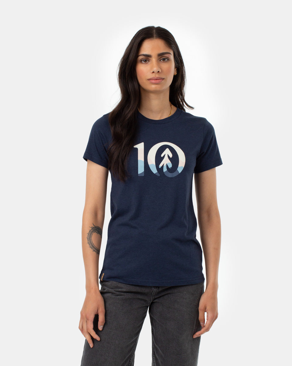 Tentree Women's Mountain Sunset Ten Logo - Dress Blue
