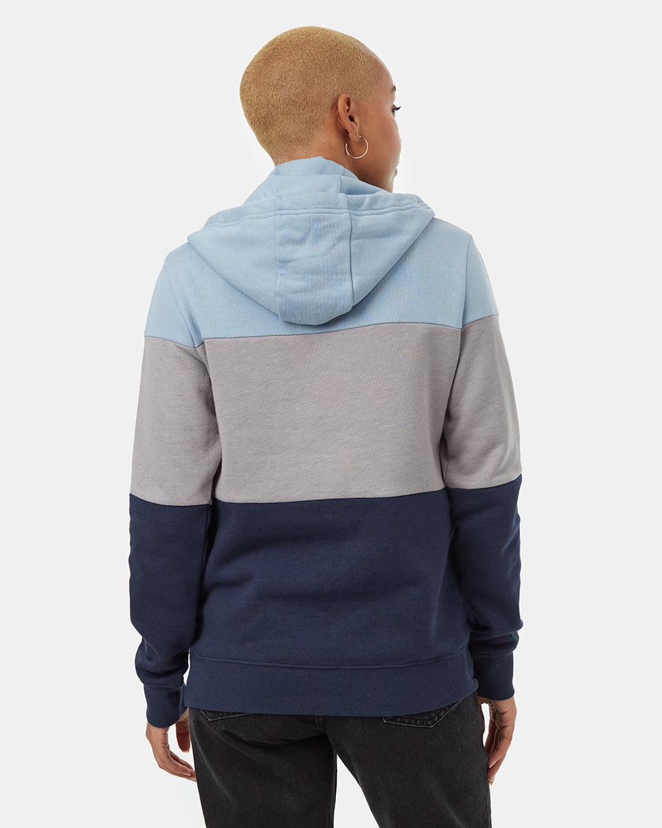 Tentree Women's Blocked Banshee Hoodie - Sea Ice Zinc Dress Blue