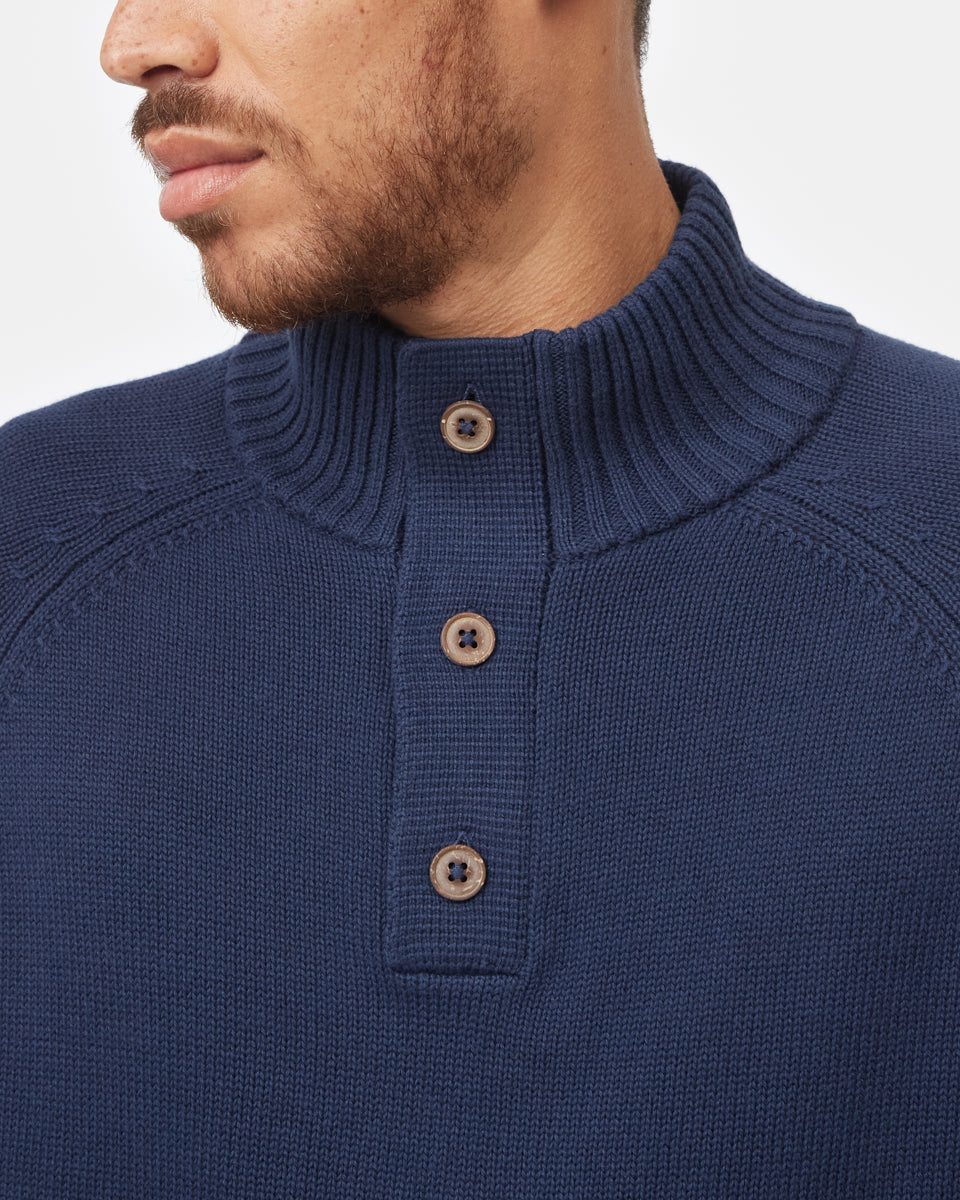 Tentree Men's Highline Mock Neck Sweater - Dress Blue