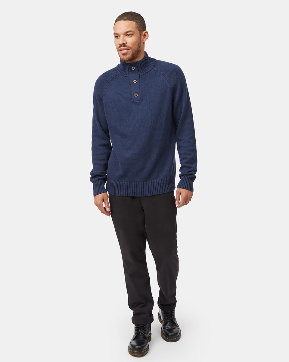 Tentree Men's Highline Mock Neck Sweater - Dress Blue