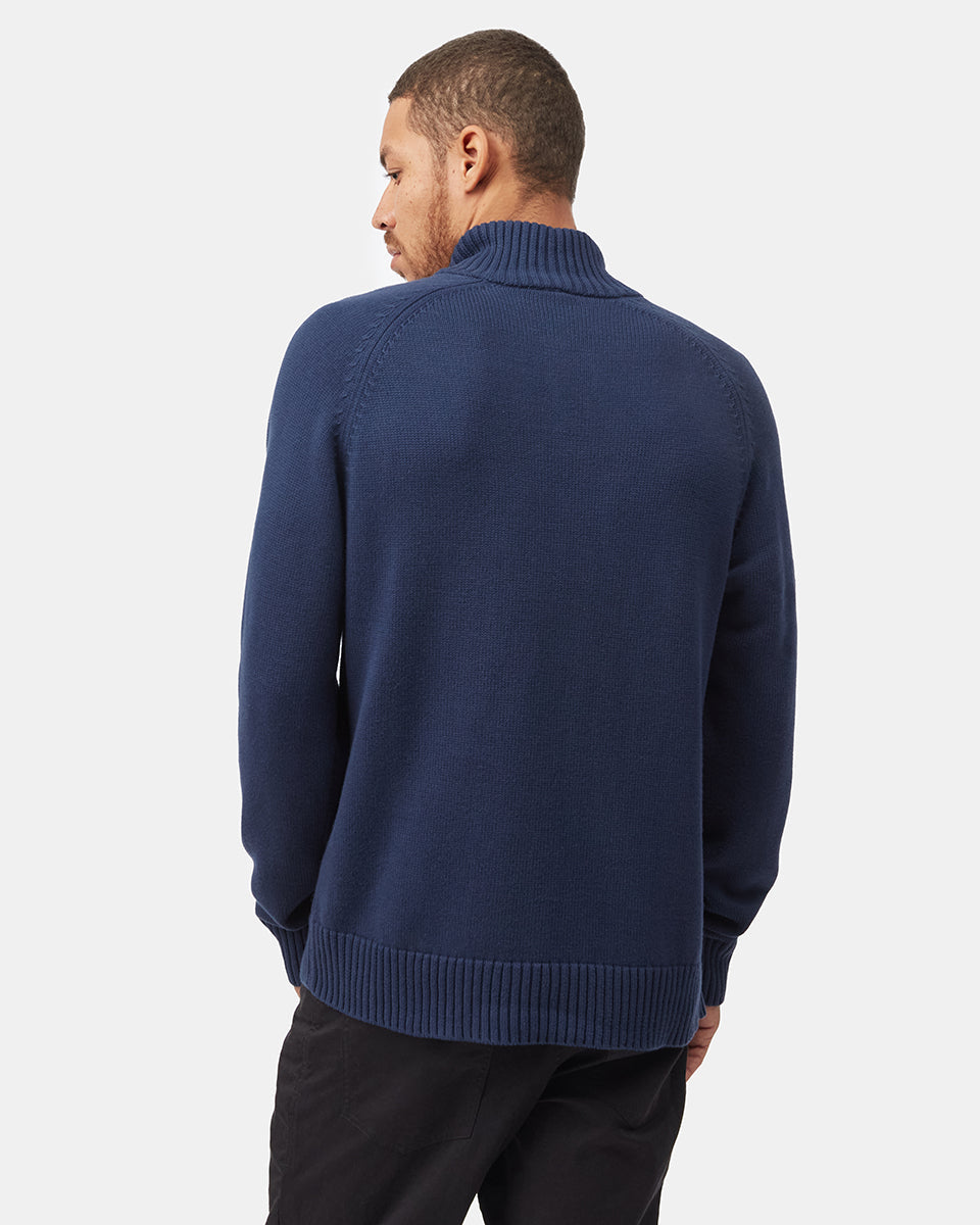 Tentree Men's Highline Mock Neck Sweater - Dress Blue
