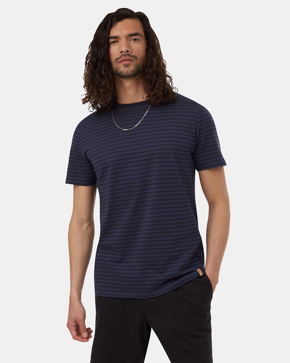 Tentree Men's Organic Cotton Embroidered Ten T-Shirt - Dress Blue Dark Navy Mood Indigo