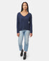 Tentree Women's Highline V-Neck Sweater - Dress Blue