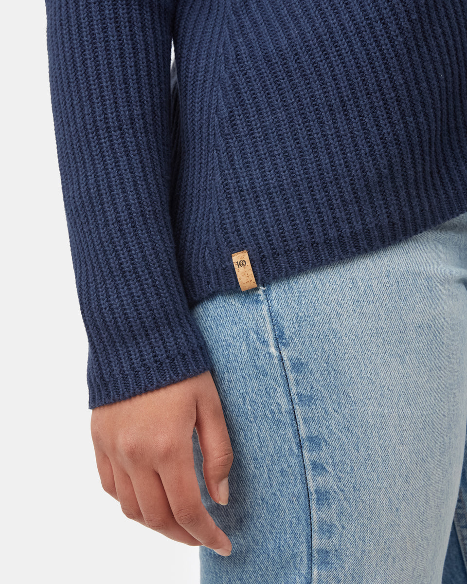 Tentree Women's Highline V-Neck Sweater - Dress Blue
