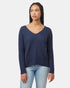 Tentree Women's Highline V-Neck Sweater - Dress Blue
