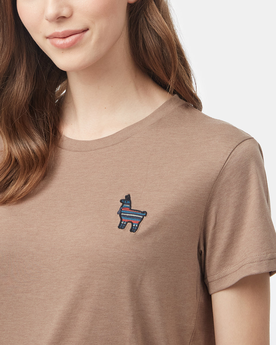 Tentree Women's Peru Embroidered Llama T-Shirt - Pine Bark