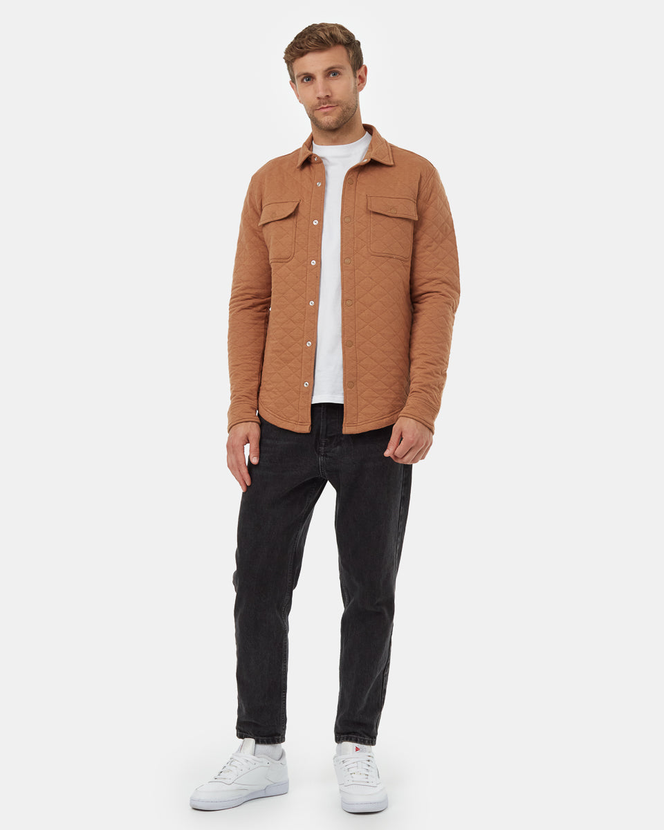 Tentree Men's Quilted Colville Overshirt - Foxtrot Brown Heather