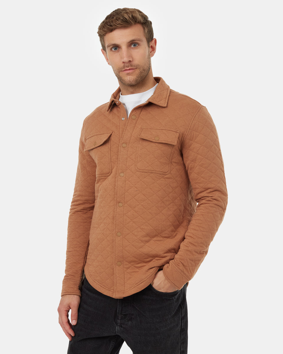 Tentree Men's Quilted Colville Overshirt - Foxtrot Brown Heather