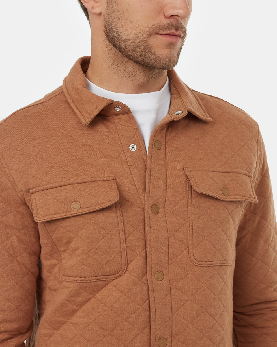 Tentree Men's Quilted Colville Overshirt - Foxtrot Brown Heather