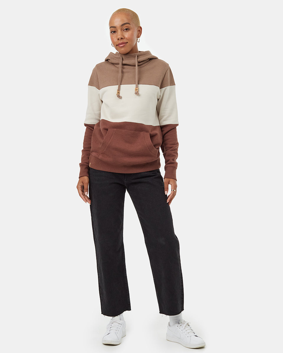 Tentree Women's Blocked Banshee Hoodie - Pine Bark Silver Cloud Grey Mesa Red