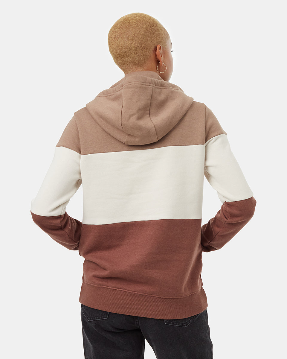 Tentree Women's Blocked Banshee Hoodie - Pine Bark Silver Cloud Grey Mesa Red
