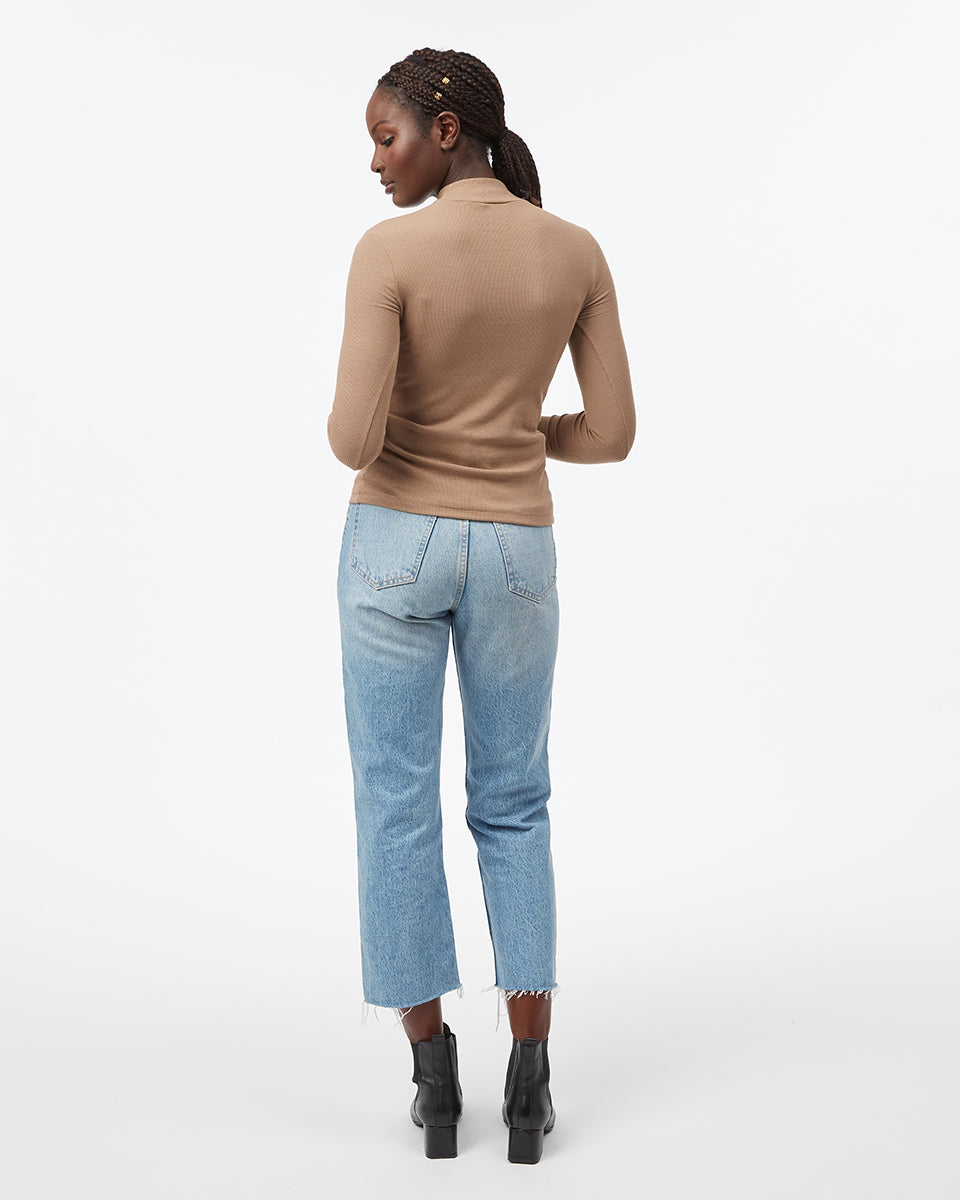 Tentree Women's Rib Mock Neck Longsleeve - Pine Bark