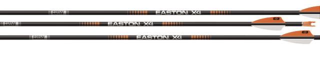 Easton X4 manufacturer illustration with Podium Grade markings and fletching; current model named Match Grade