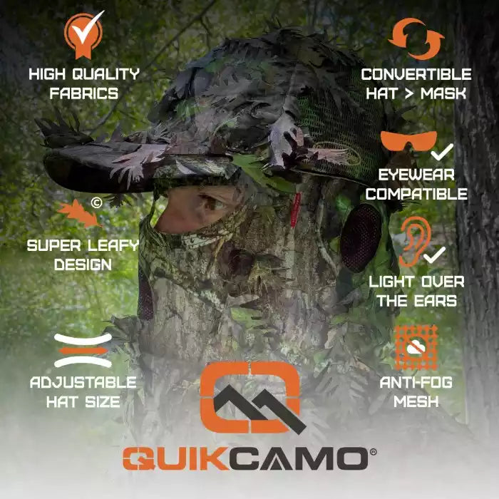 QuikCamo 3D Leafy Ball Cap with Front Face Mask – product view 65