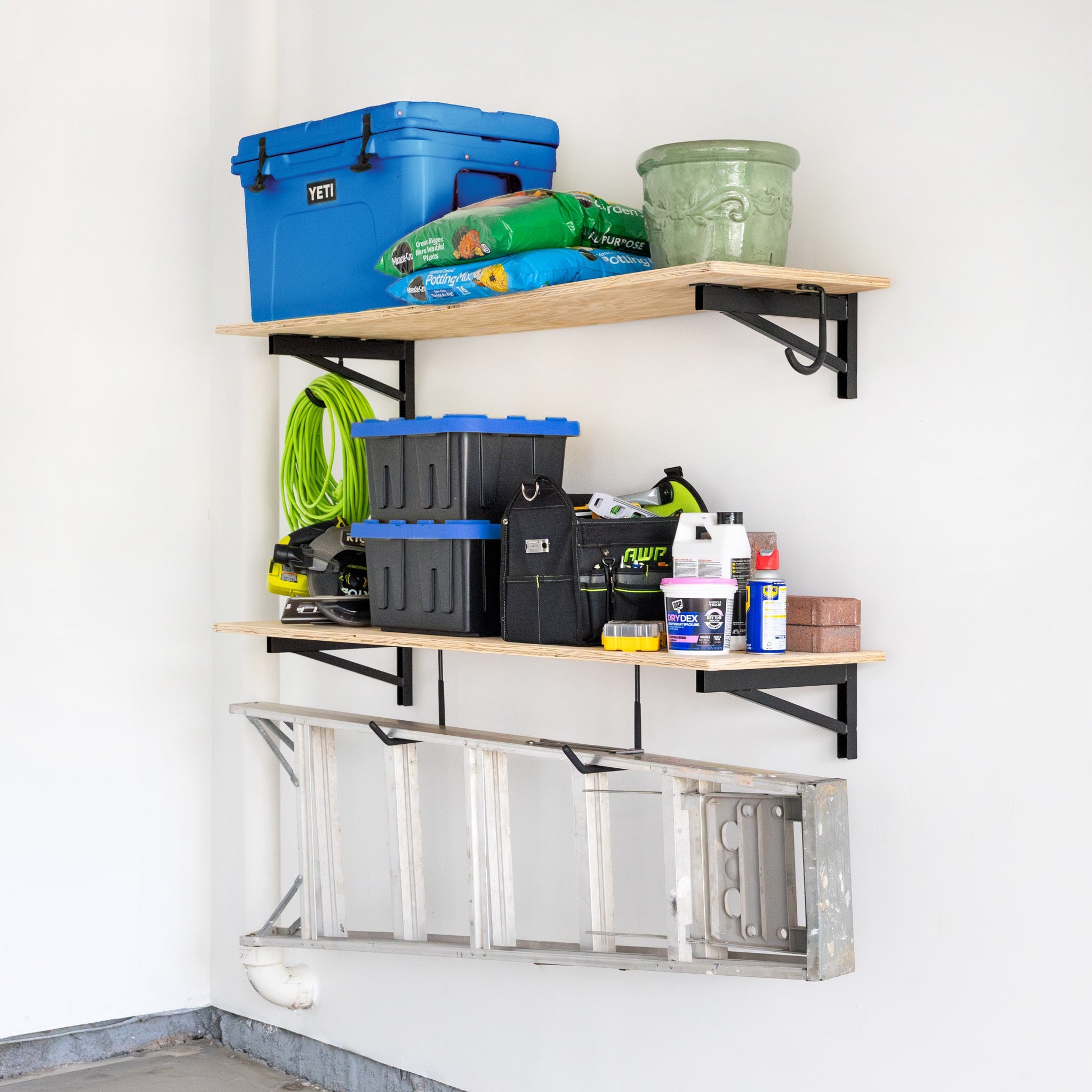 1' x 4' DIY Wall Shelf Brackets | Heavy Duty Garage Wall Shelves - product view 1