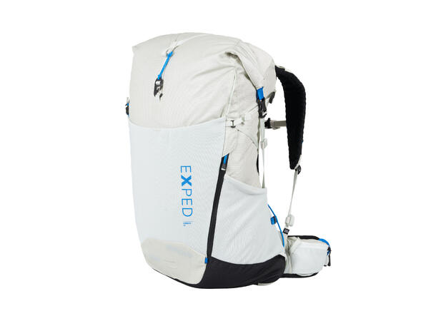EXPED Nimbus 35 backpack in Fog with blue accents