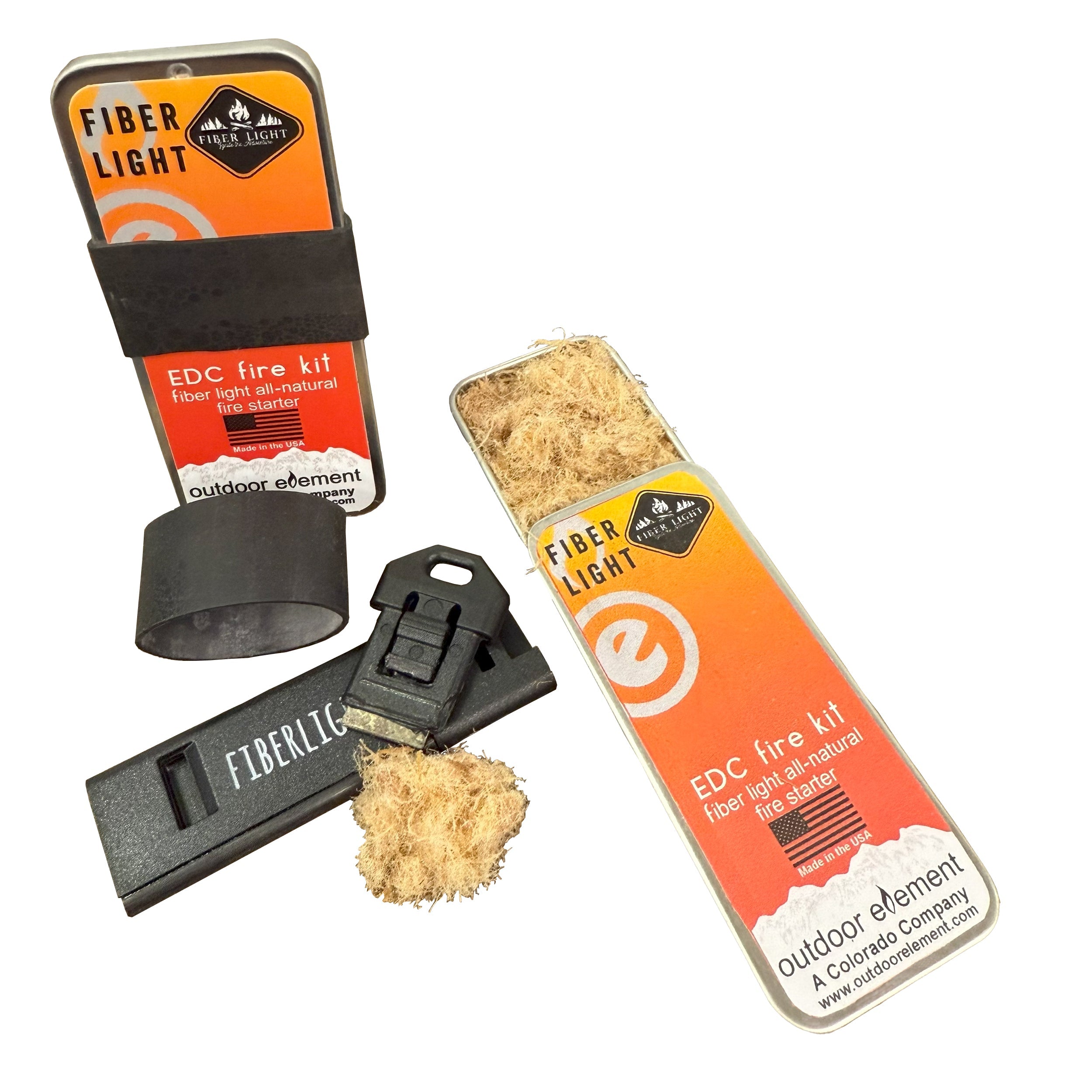 Outdoor Element Fiber Light EDC Fire Kit