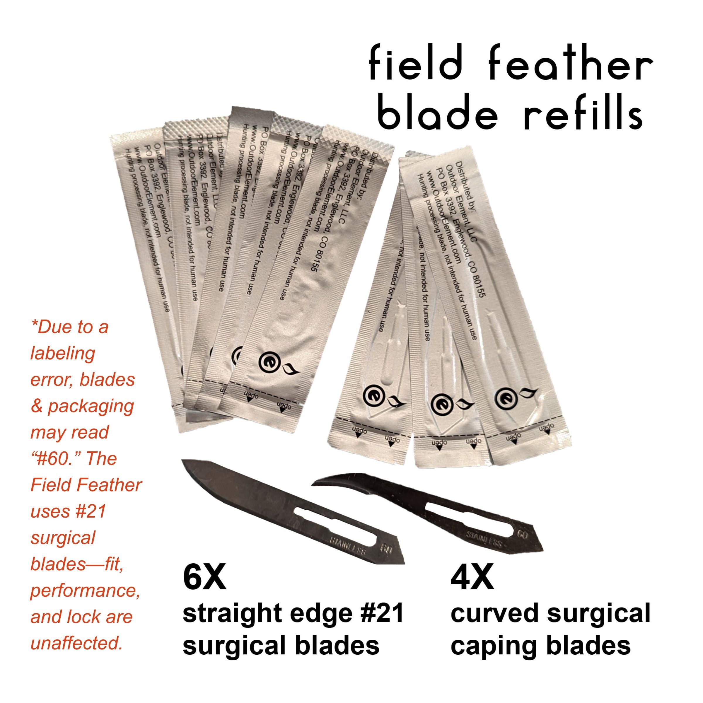 Outdoor Element Hunting Surgical Blade Replacements 10pk - for Field Feather