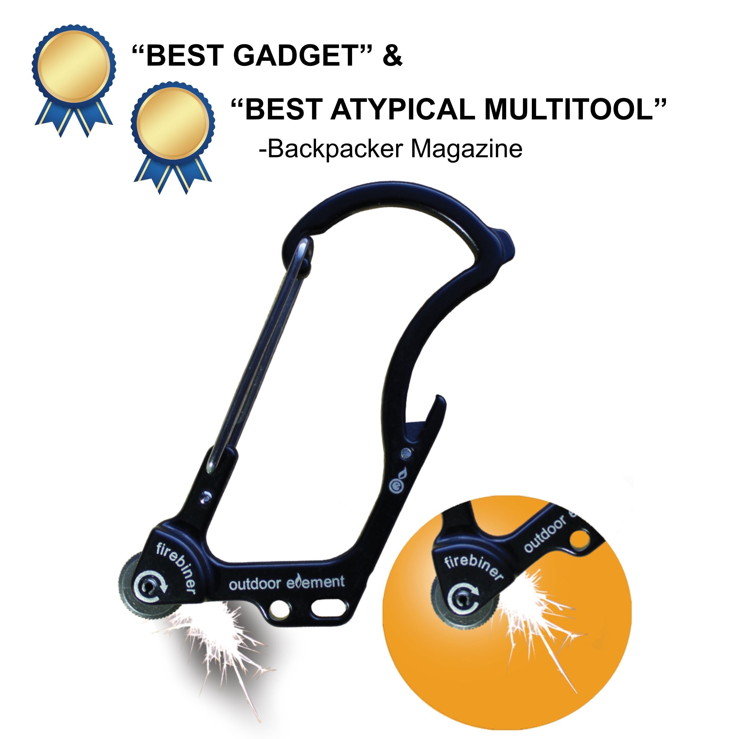 Outdoor Element Firebiner: Fire-starting Multitool Carabiner