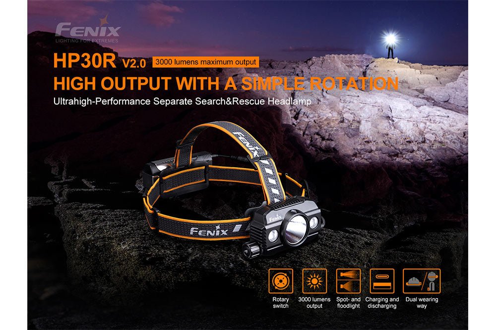Fenix HP30R V2.0 LED Headlamp - 3000 Lumens by Fenix Store