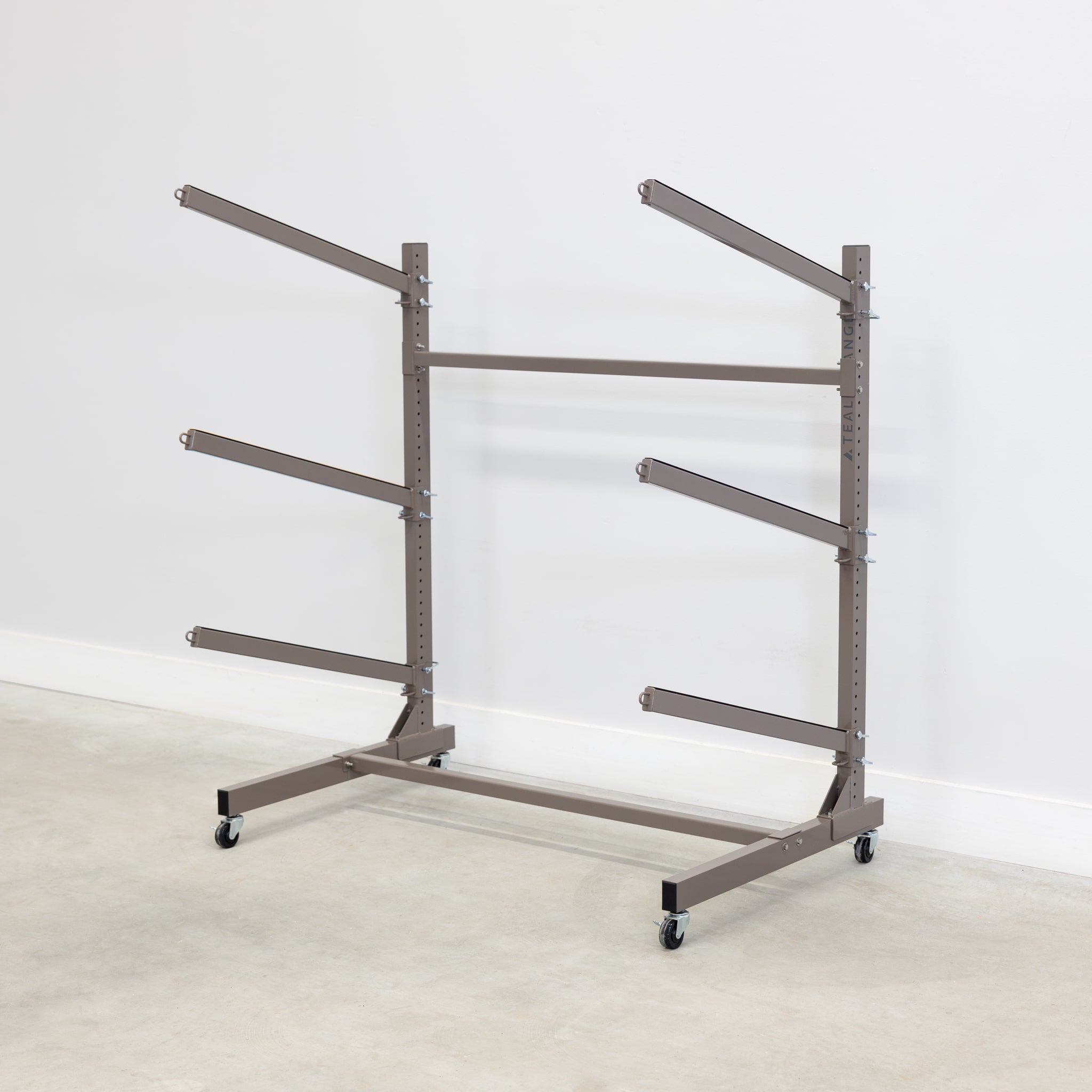 G-Watersport 3 Kayak & Canoe Rack | 3 Levels With Wheels | Single-Sided | Mud - product view 2