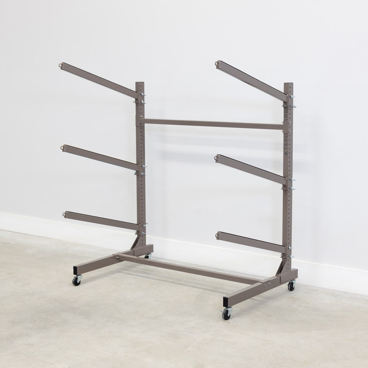 G-Watersport 3 Kayak & Canoe Rack | 3 Levels With Wheels | Single-Sided | Mud - product view 2