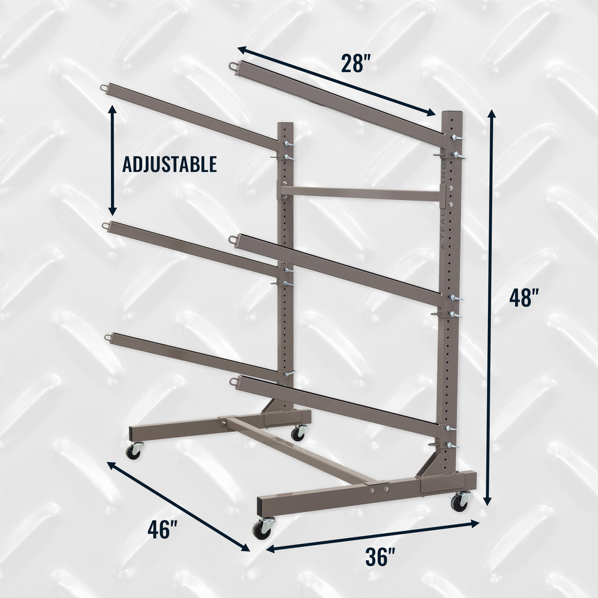 G-Watersport 3 Kayak & Canoe Rack | 3 Levels With Wheels | Single-Sided | Mud - product view 3