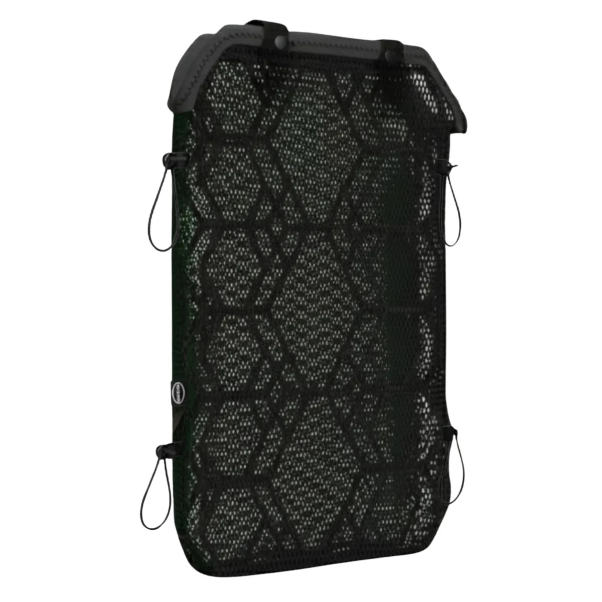 A black mesh ventilation frame with a geometric pattern, featuring a top carrying handle and adjustable side straps, shown on a plain white background.
