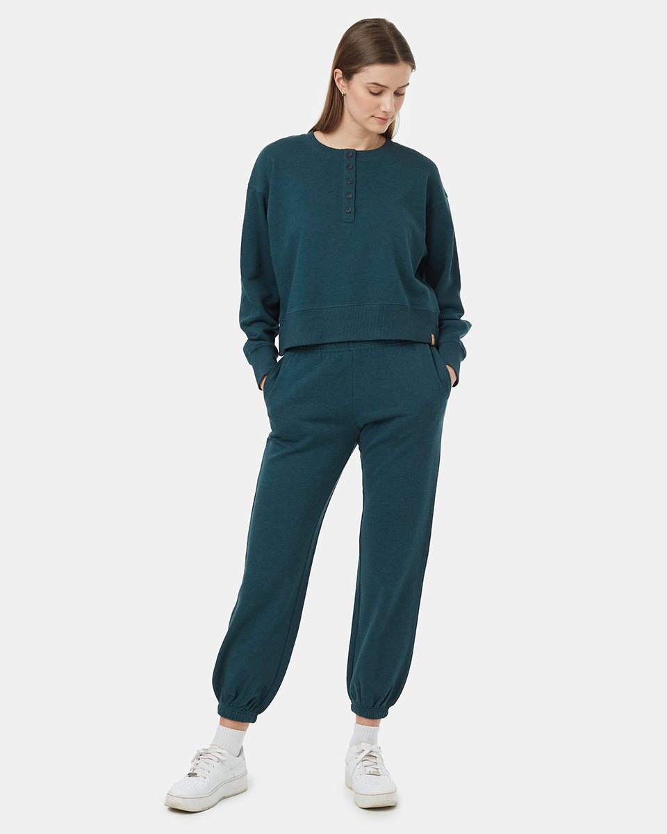 Tentree Women's TreeTerry Henley Crew - Reflecting Pond