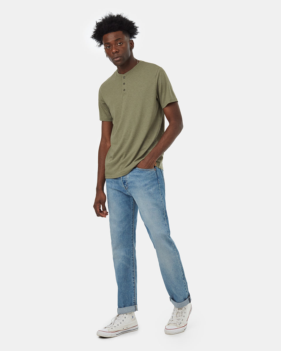 Tentree Men's TreeBlend Henley T-Shirt - Olive Night Green
