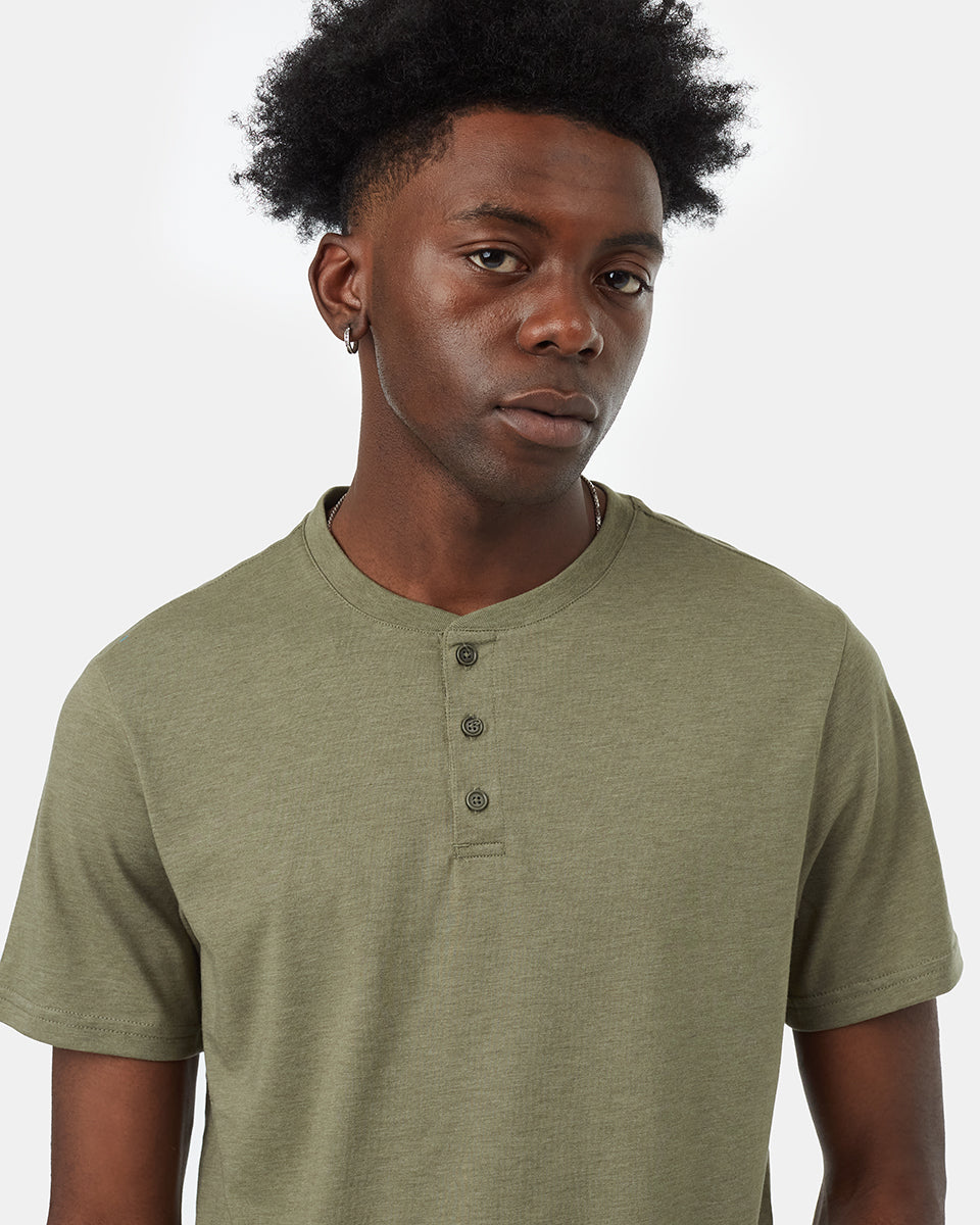 Tentree Men's TreeBlend Henley T-Shirt - Olive Night Green