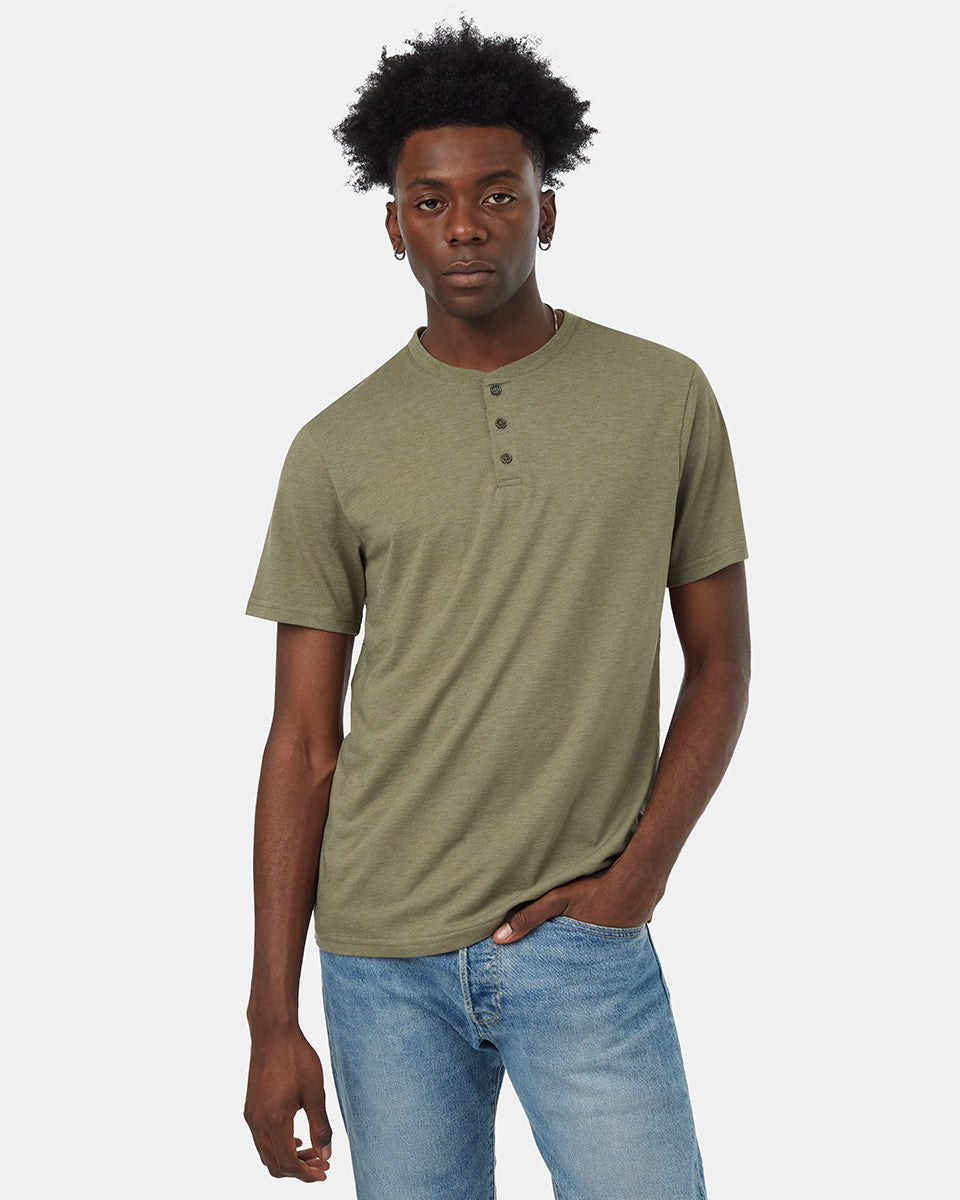 Tentree Men's TreeBlend Henley T-Shirt - Olive Night Green