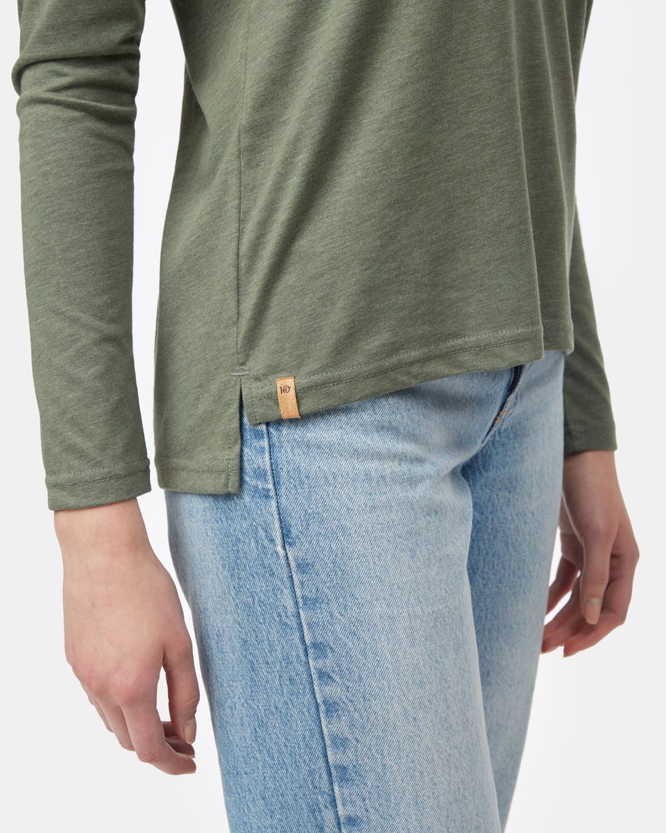 Tentree Women's TreeBlend V-Neck Longsleeve T-Shirt - Agave Green