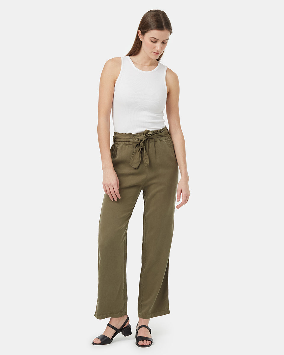 Tentree Women's Paper Bag Tencel Pant - Olive Night Green