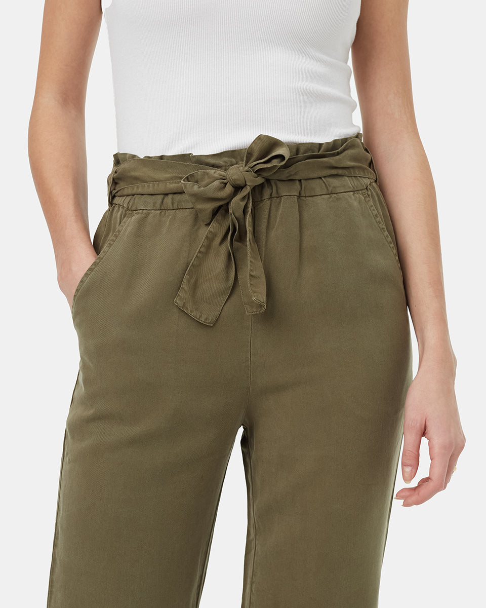 Tentree Women's Paper Bag Tencel Pant - Olive Night Green