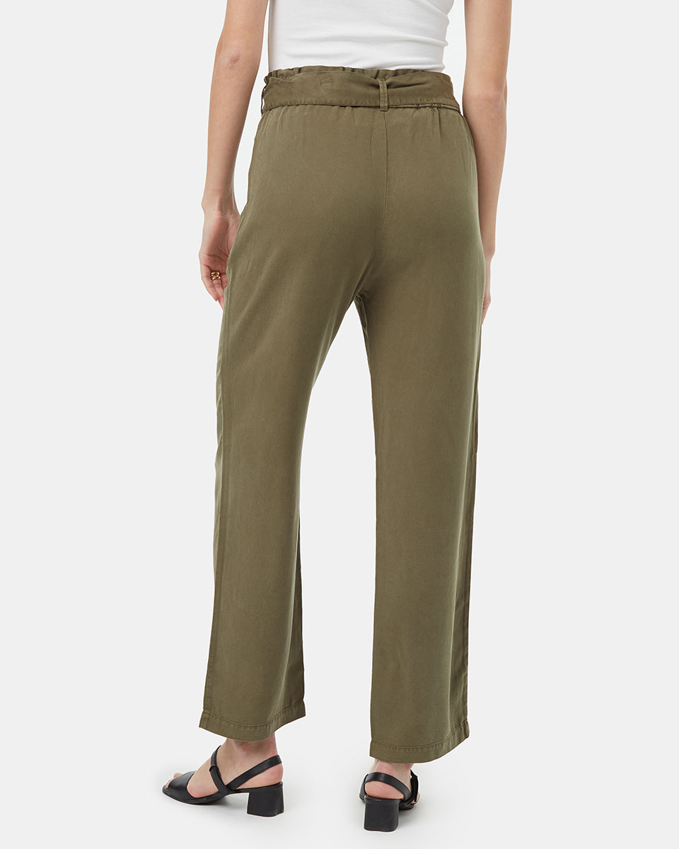 Tentree Women's Paper Bag Tencel Pant - Olive Night Green