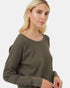 Tentree Women's TreeWaffle Crew Longsleeve - Black Olive Green Heather