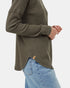 Tentree Women's TreeWaffle Crew Longsleeve - Black Olive Green Heather