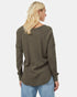 Tentree Women's TreeWaffle Crew Longsleeve - Black Olive Green Heather