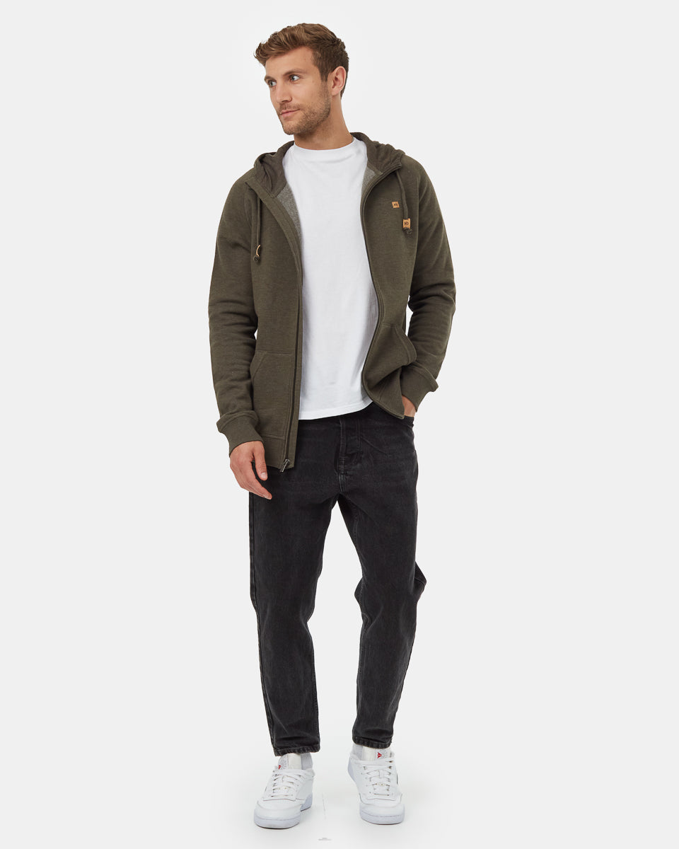 Tentree Men's Oberon Zip Hoodie - Black Olive Green Heather