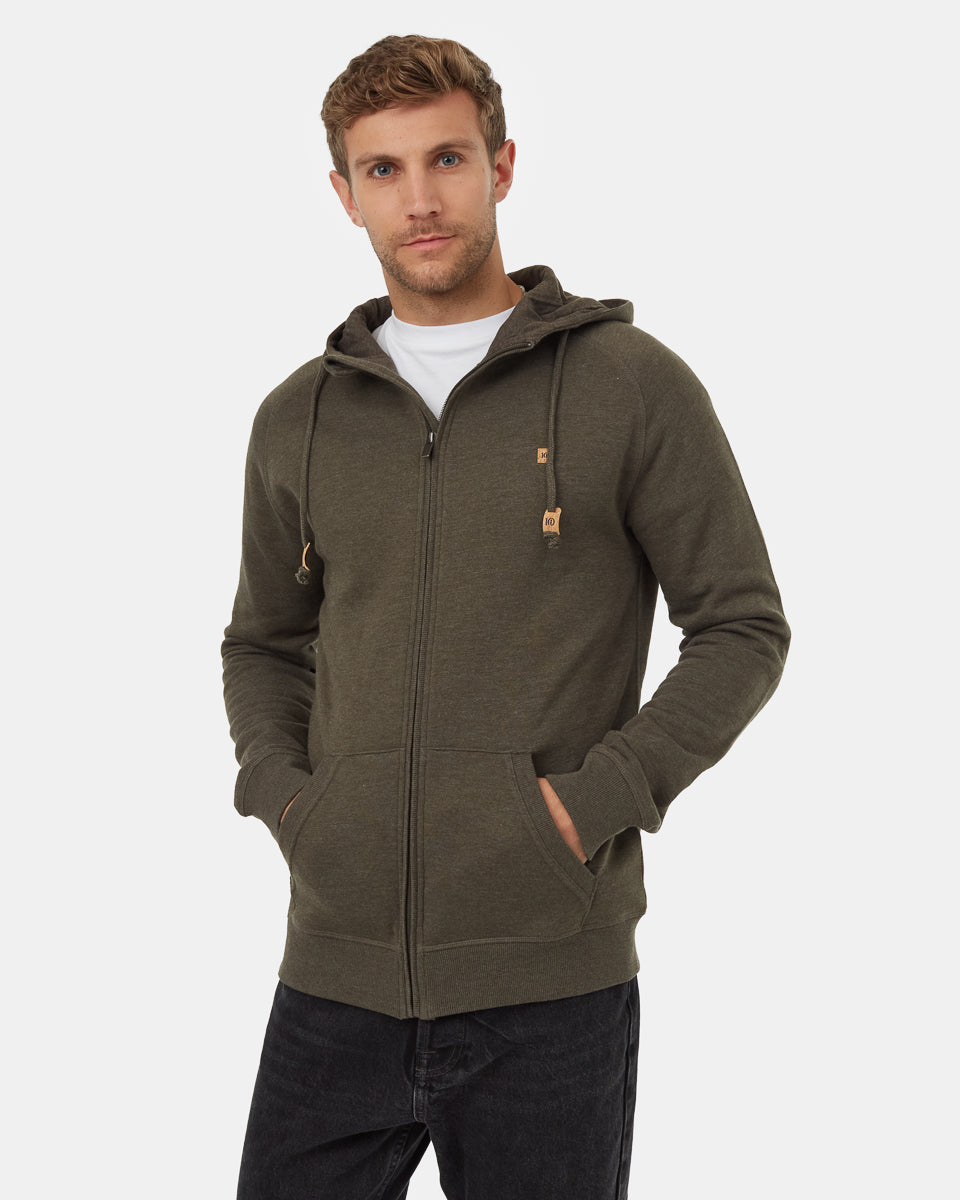 Tentree Men's Oberon Zip Hoodie - Black Olive Green Heather