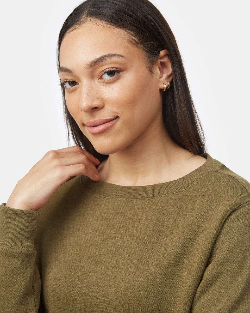 Tentree Women's Fleece Crew Dress - Uniform Green Heather
