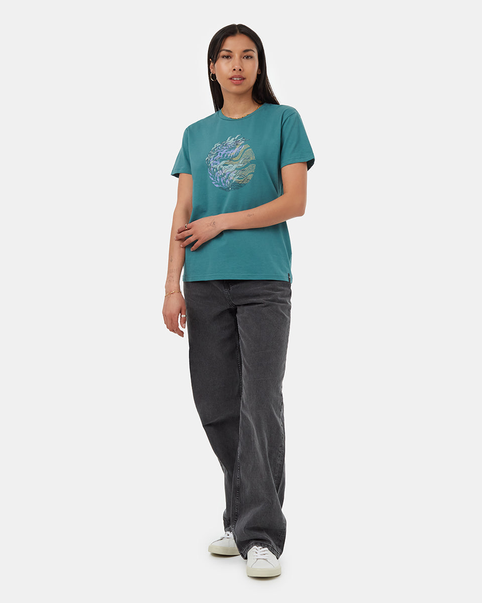 Tentree Women's Portal Kelp T-Shirt - North Sea Aurora
