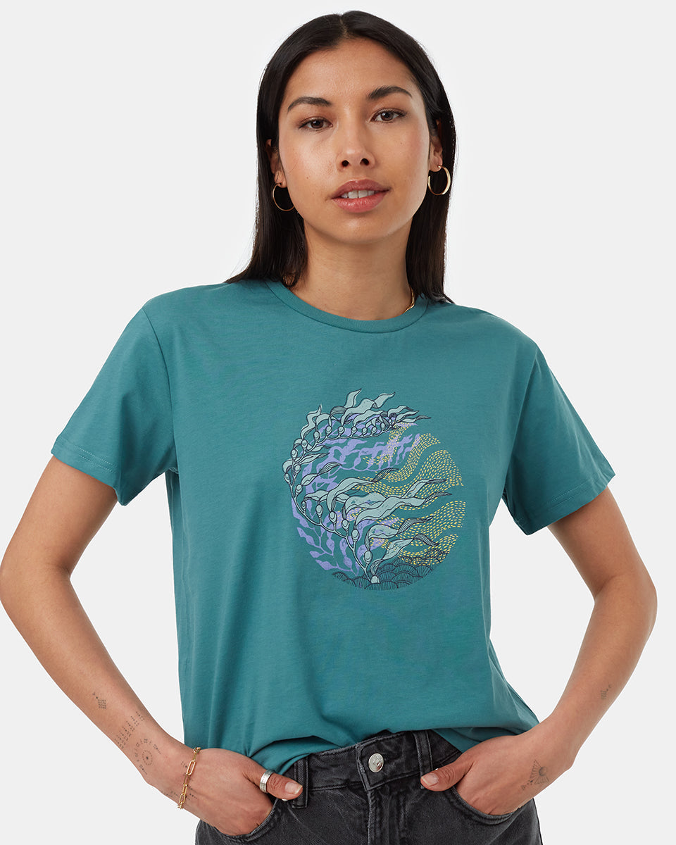 Tentree Women's Portal Kelp T-Shirt - North Sea Aurora