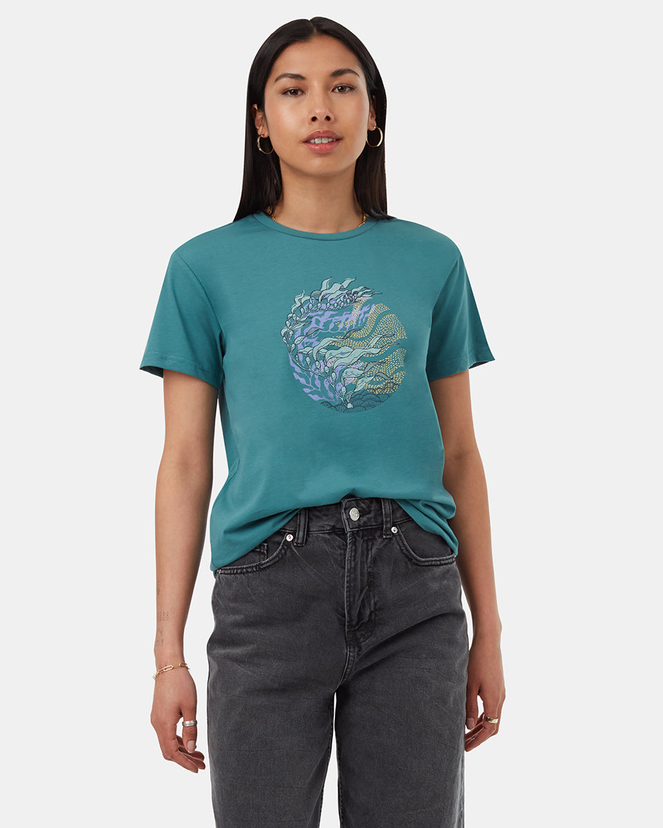 Tentree Women's Portal Kelp T-Shirt - North Sea Aurora