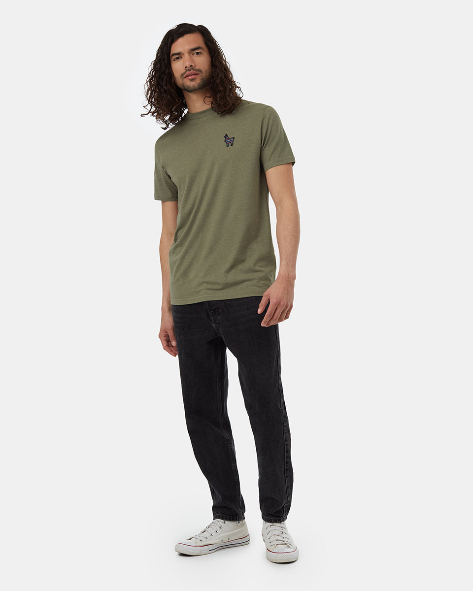Tentree Men's Peru Embroidered Llama T-Shirt - Deep Lichen Green Tide