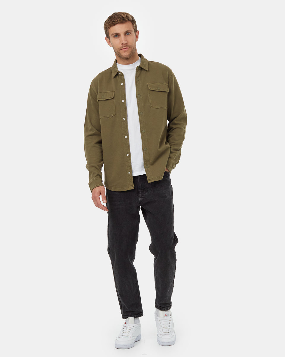 Tentree Men's French Terry Colville Shacket - Olive Night Green