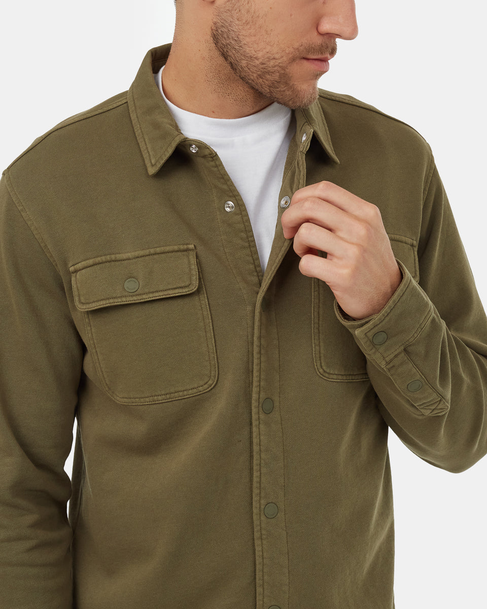 Tentree Men's French Terry Colville Shacket - Olive Night Green